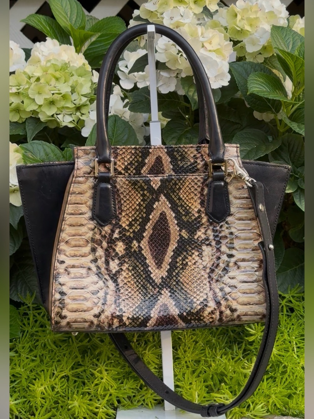 Brahmin Mini Priscilla Crossbody Satchel Python Travertine Ballington Melbourne - Picture 3 of 16